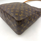 Louis Vuitton Looping GM Monogram Leather Brown Light Shoulder Bag Gold — view 8