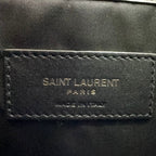 Saint Laurent Paris Logo Leather Nylon Black Backpack — view 4