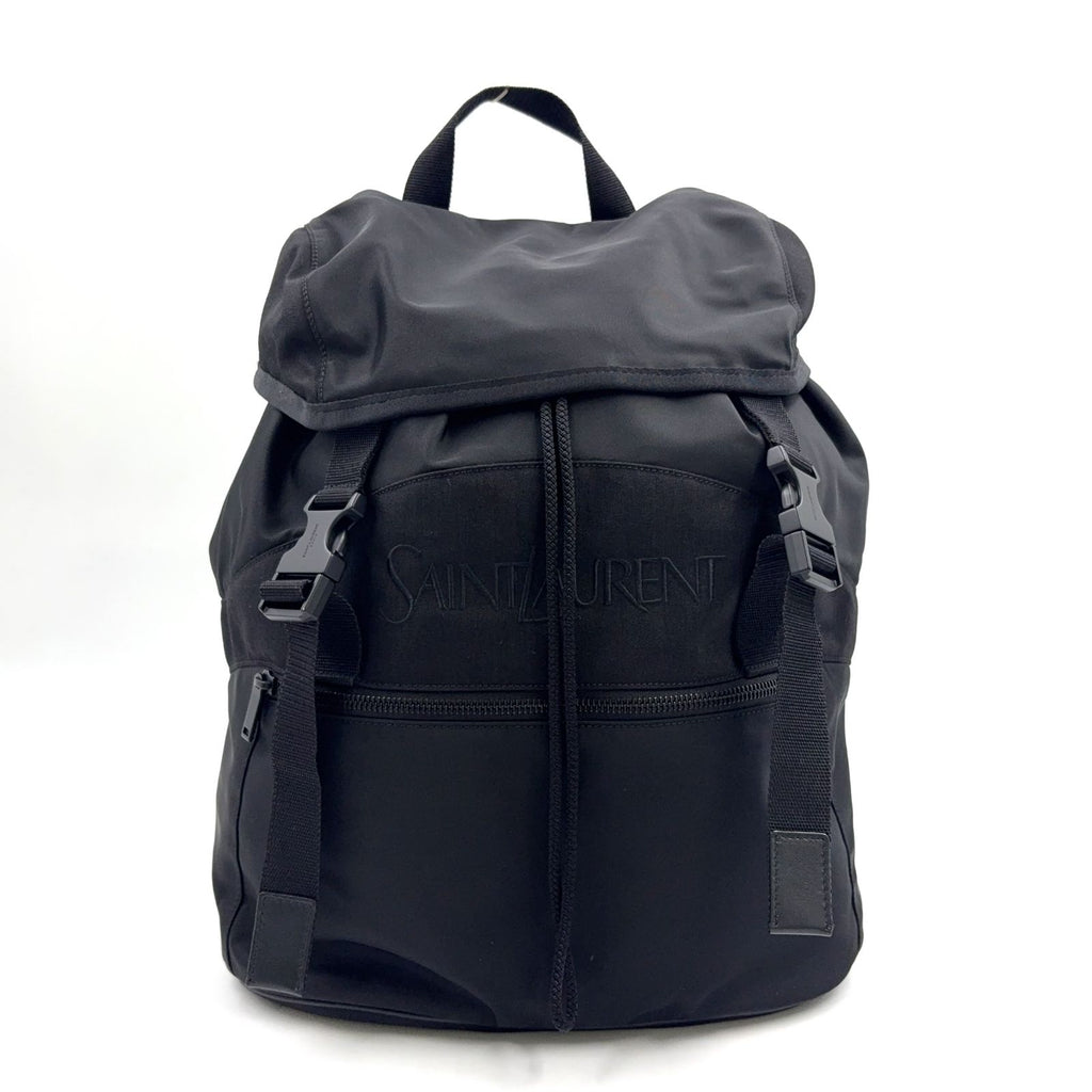 Saint Laurent Paris Logo Leather Nylon Black Backpack