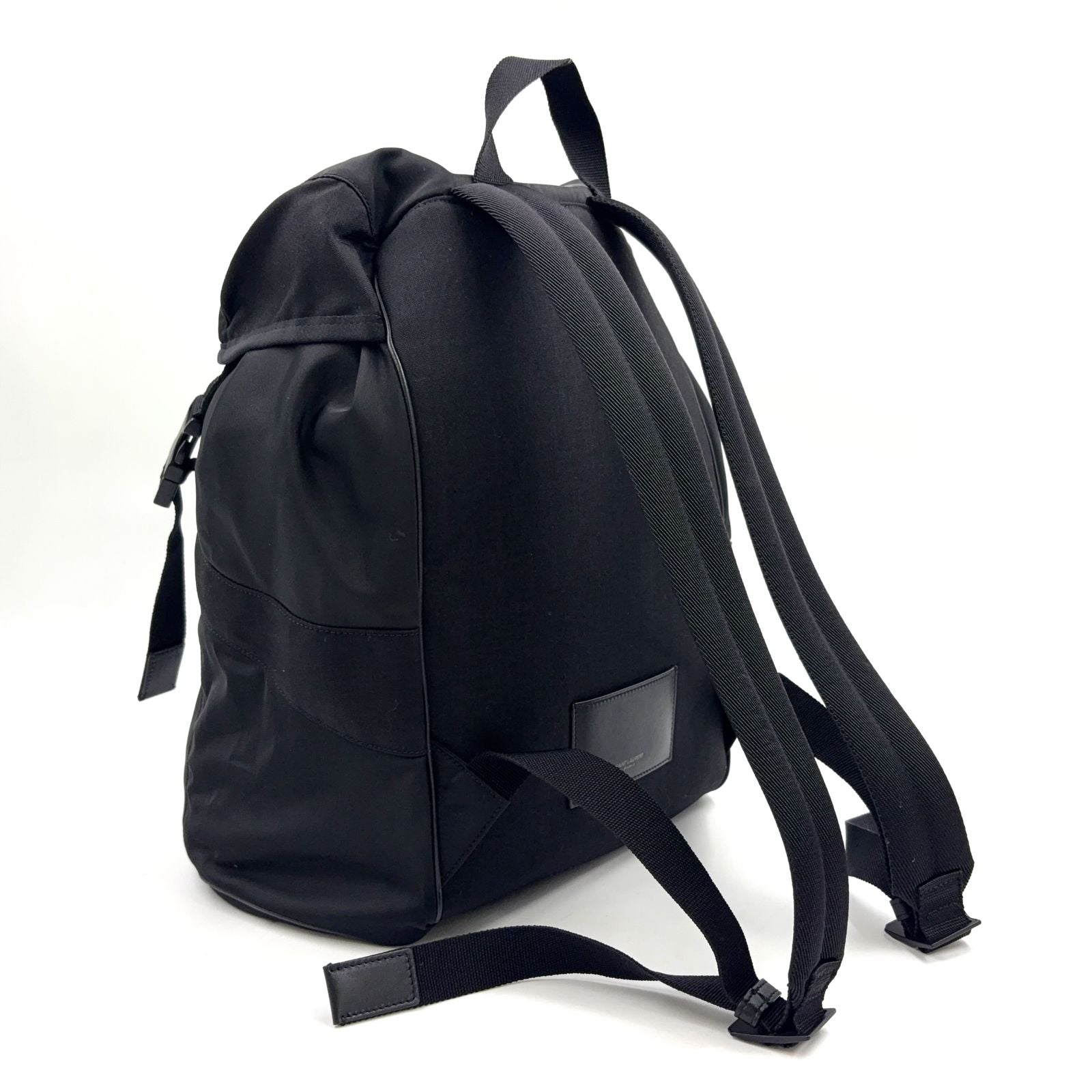Saint Laurent Paris Logo Leather Nylon Black Backpack — view 2