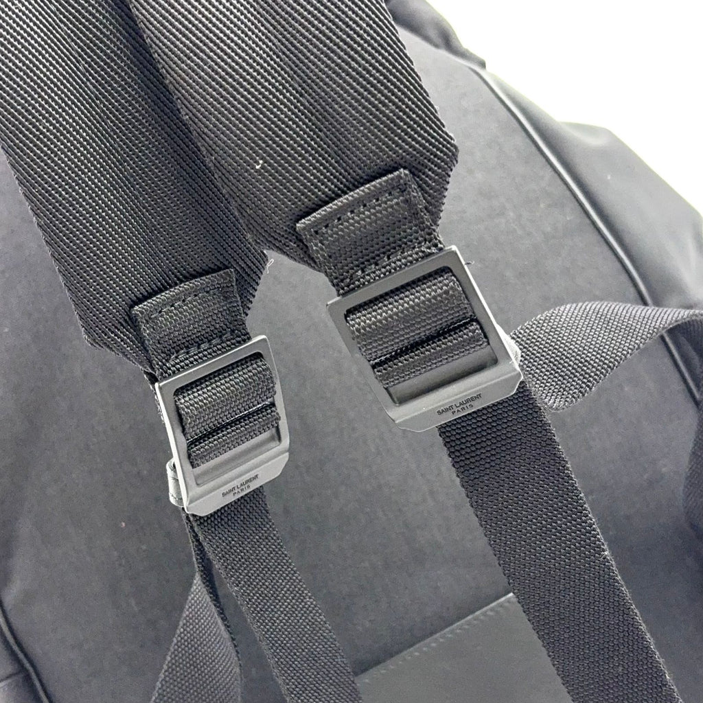 Saint Laurent Paris Logo Leather Nylon Black Backpack — view 6