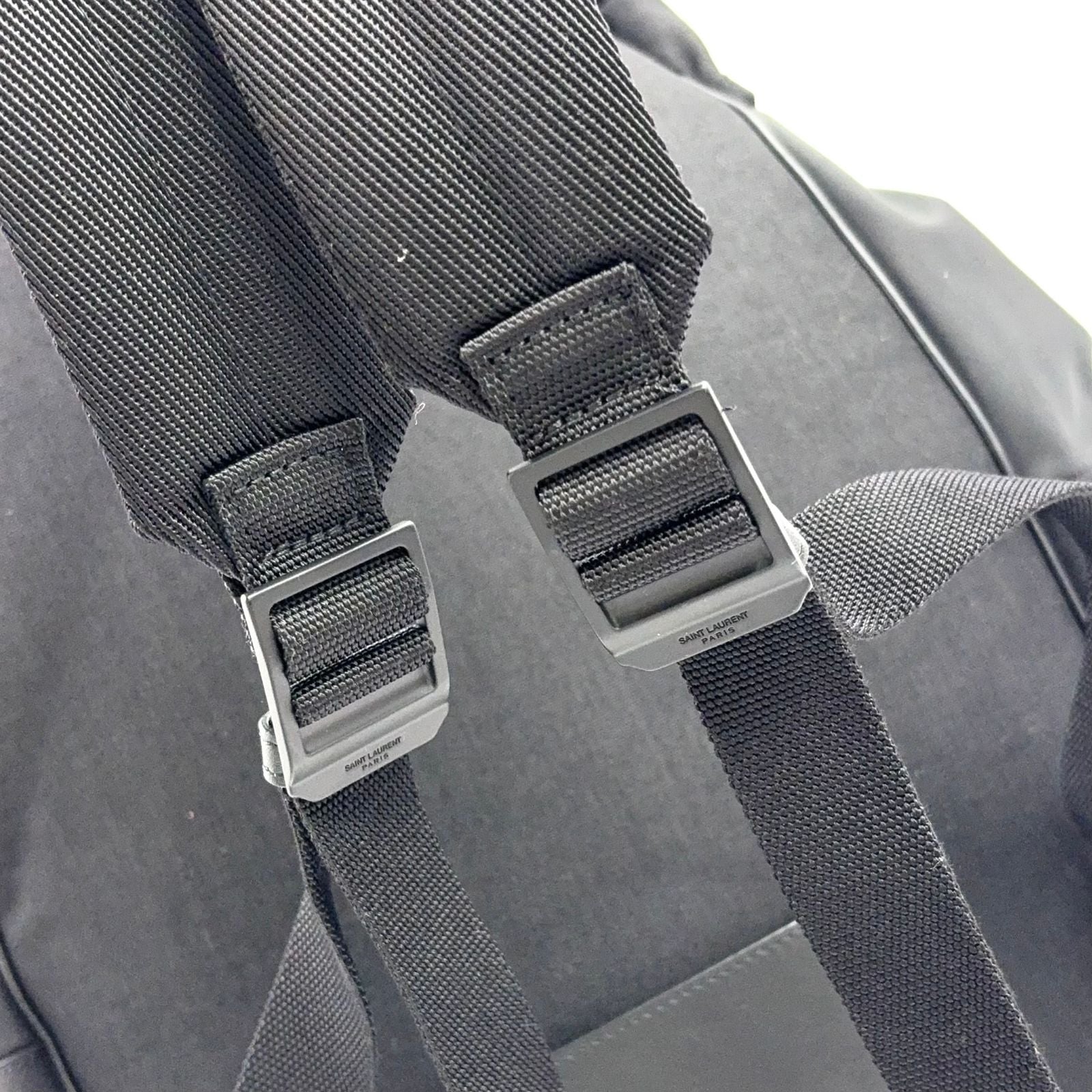 Saint Laurent Paris Logo Leather Nylon Black Backpack — view 6