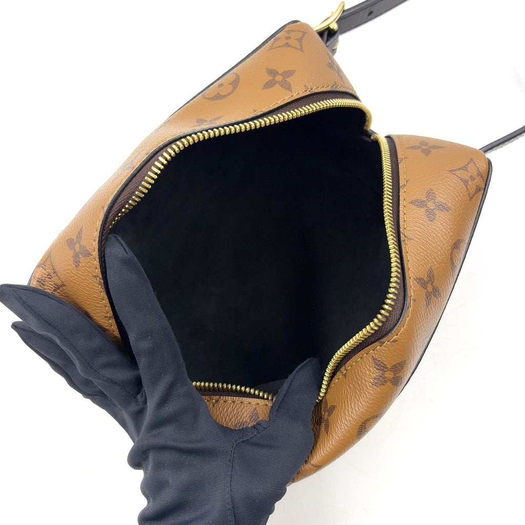 Louis Vuitton Locker Dopp Kit Trunk Leather Brown Black Clutch Gold — view 3