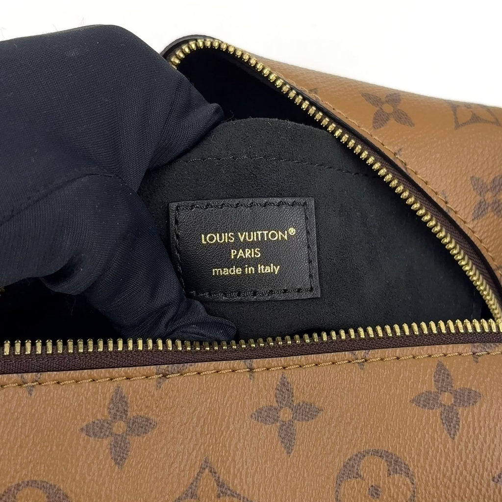 Louis Vuitton Locker Dopp Kit Trunk Leather Brown Black Clutch Gold — view 4