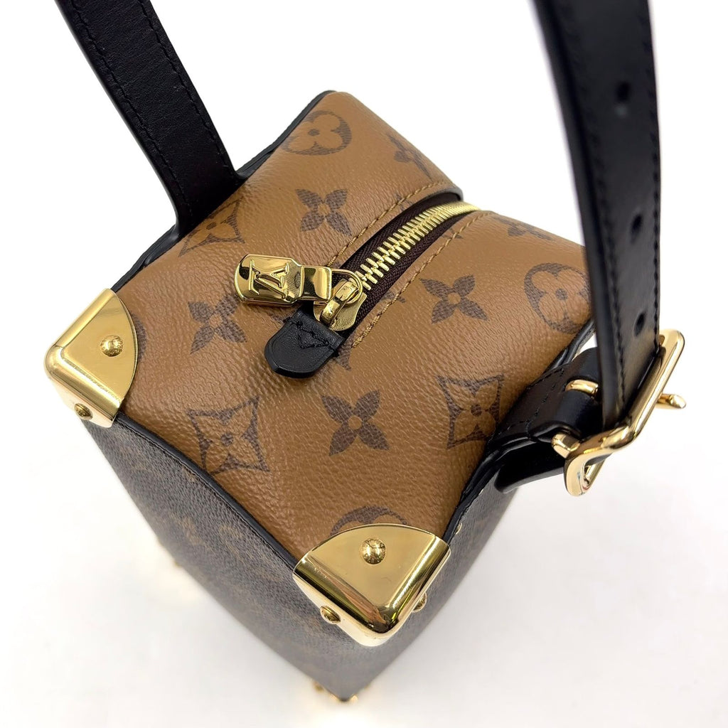 Louis Vuitton Locker Dopp Kit Trunk Leather Brown Black Clutch Gold — view 7