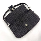 Fendi Zucca Pattern Mamma Bucket Wool Leather Gray Black Handbag Silver — view 9