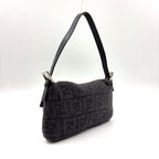 Fendi Zucca Pattern Mamma Bucket Wool Leather Gray Black Handbag Silver — view 2