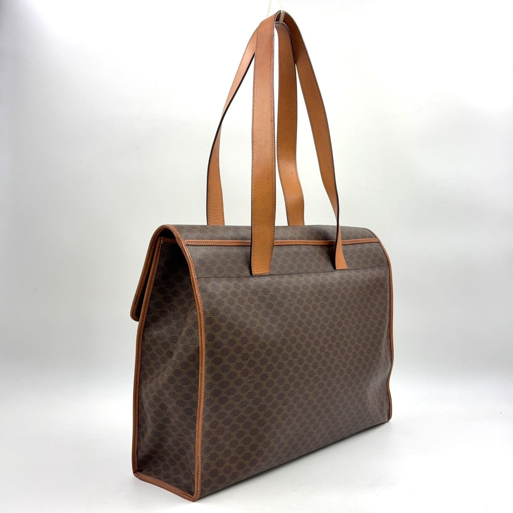 Celine Macadam Logo Embossed Leather Brown Light Tote — view 2
