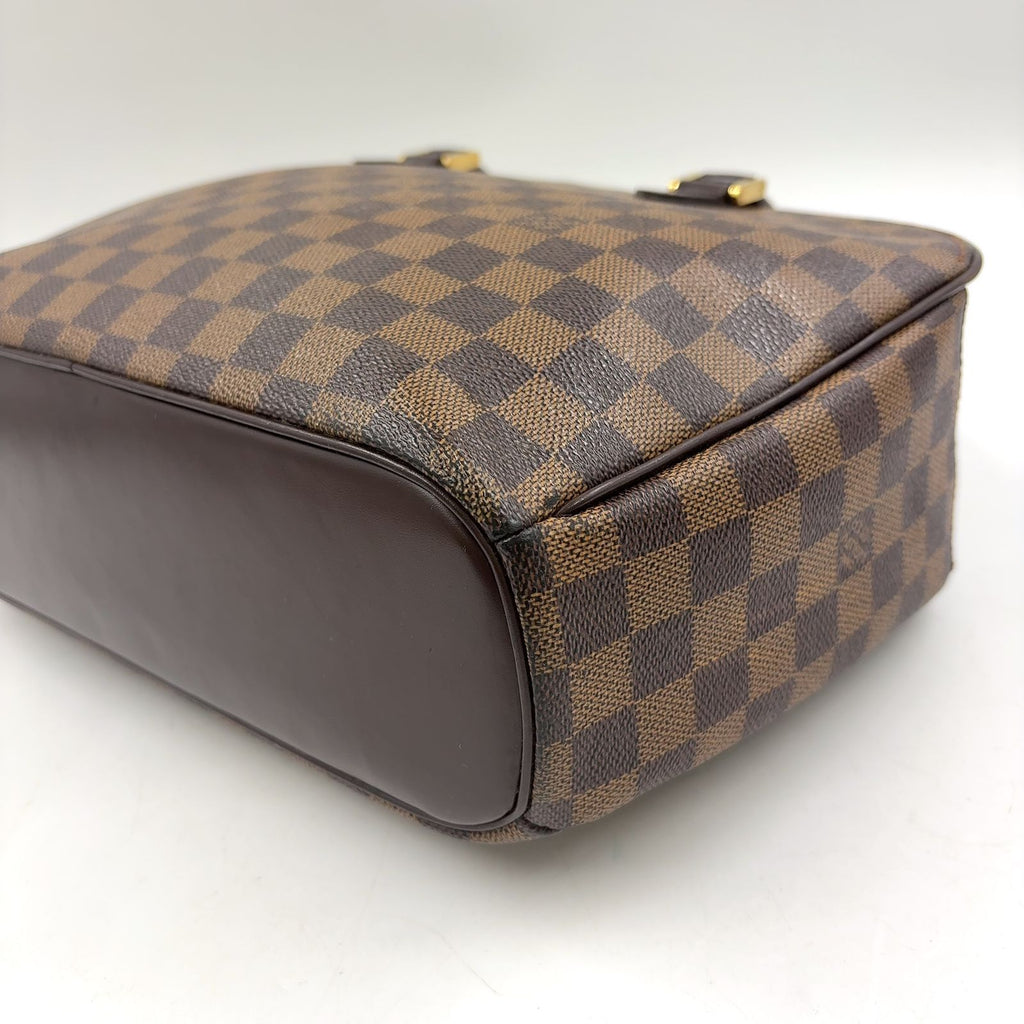 Louis Vuitton Saria Horizontal Damier Ebene Leather Brown Handbag Gold — view 8