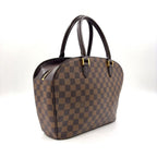 Louis Vuitton Saria Horizontal Damier Ebene Leather Brown Handbag Gold — view 2