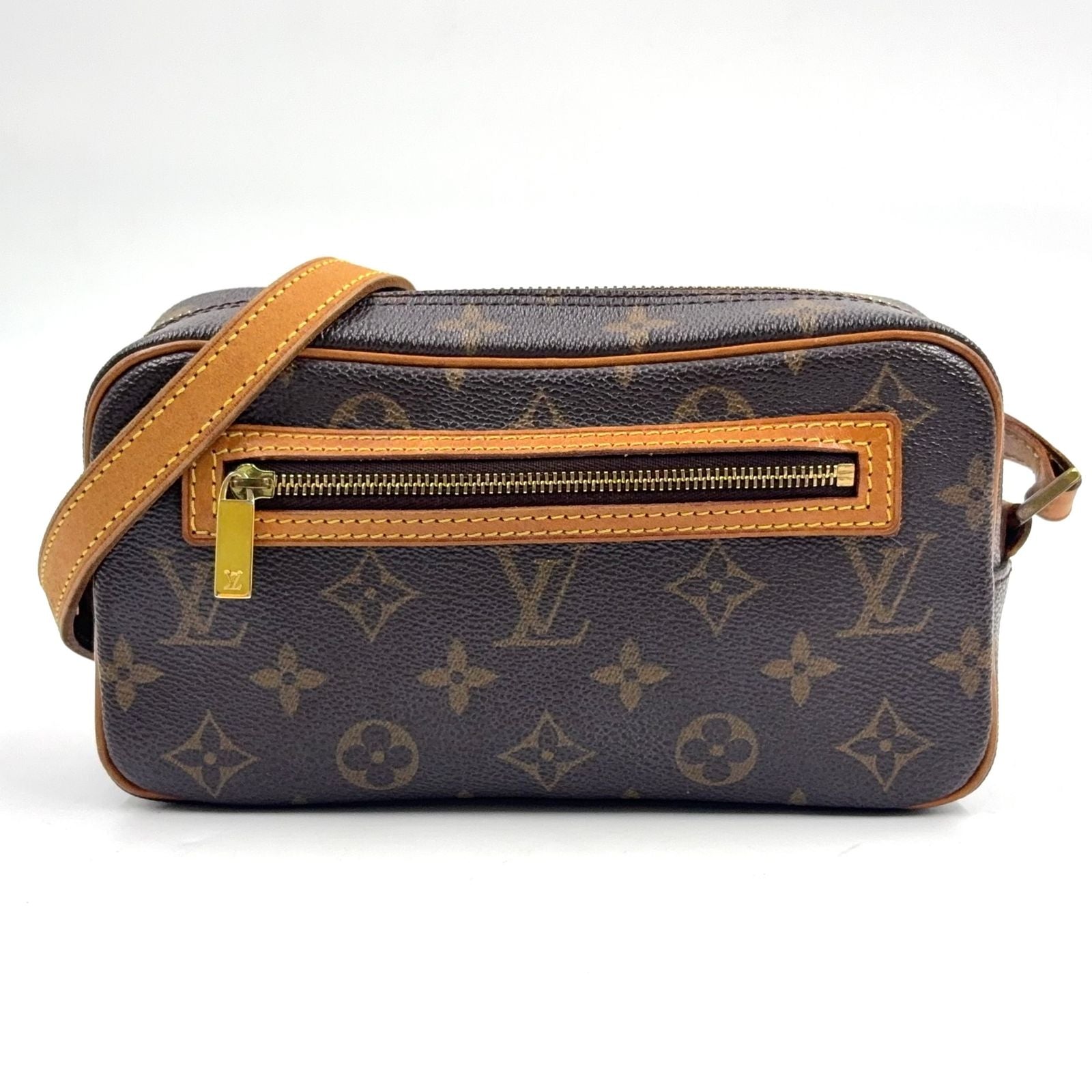 Louis Vuitton Pochette Cite Monogram Leather Brown Light Shoulder Bag Gold