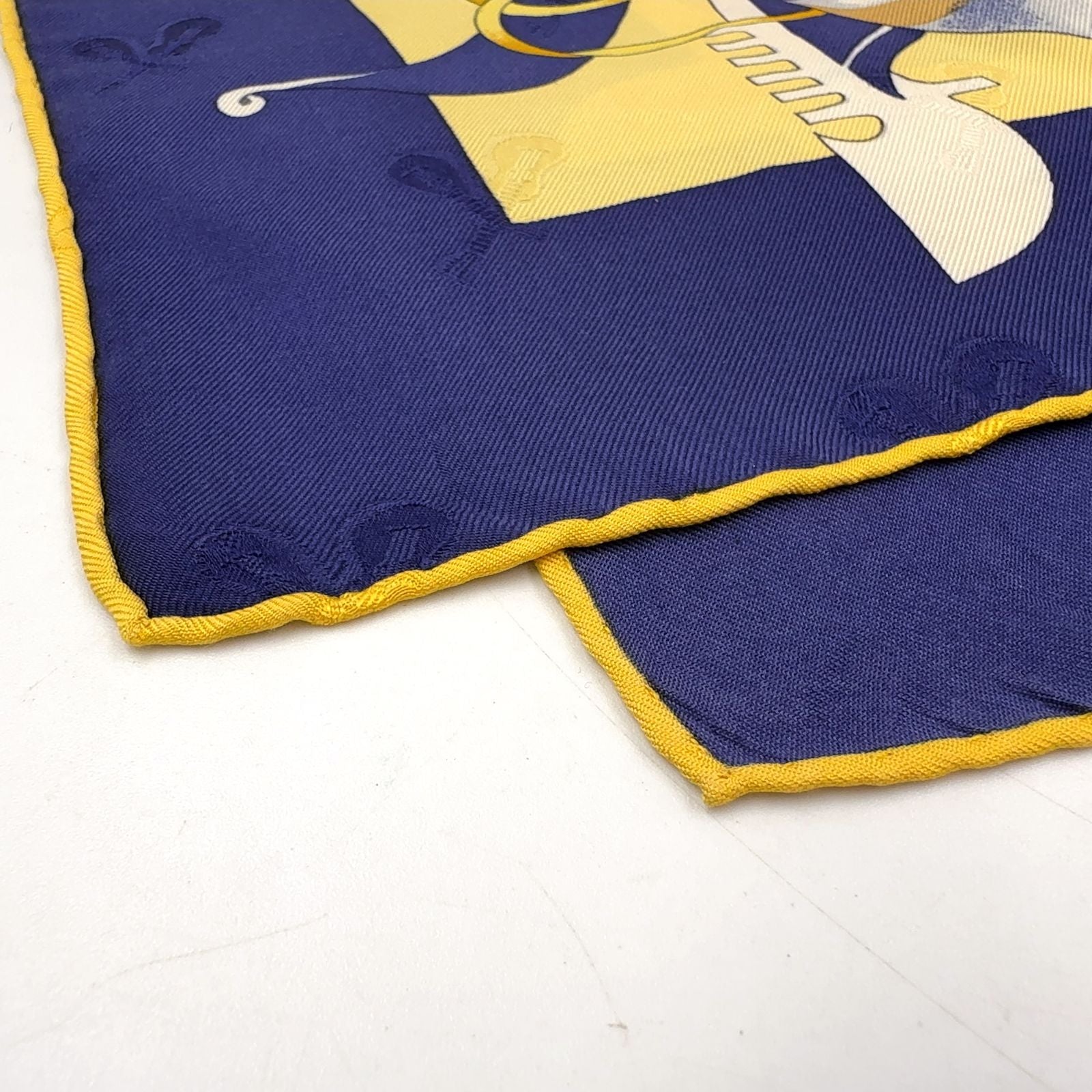 Hermes Carre 90 le Carnaval de Venise Silk Yellow Navy Red Scarf — view 9