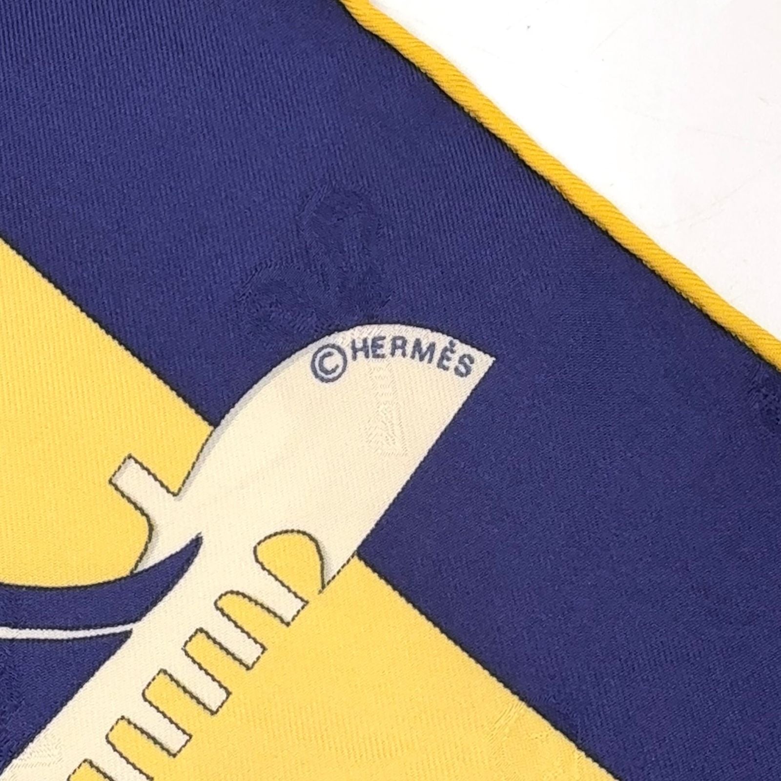 Hermes Carre 90 le Carnaval de Venise Silk Yellow Navy Red Scarf — view 2