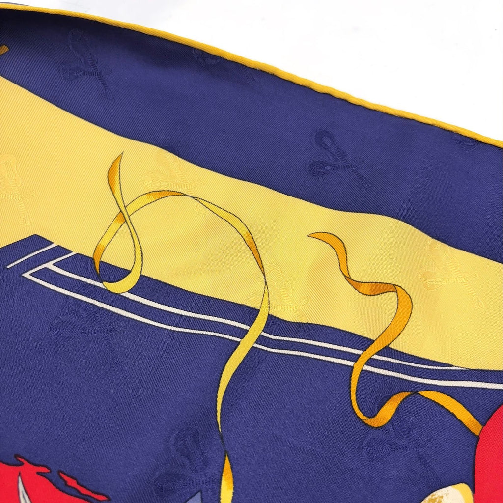 Hermes Carre 90 le Carnaval de Venise Silk Yellow Navy Red Scarf — view 4