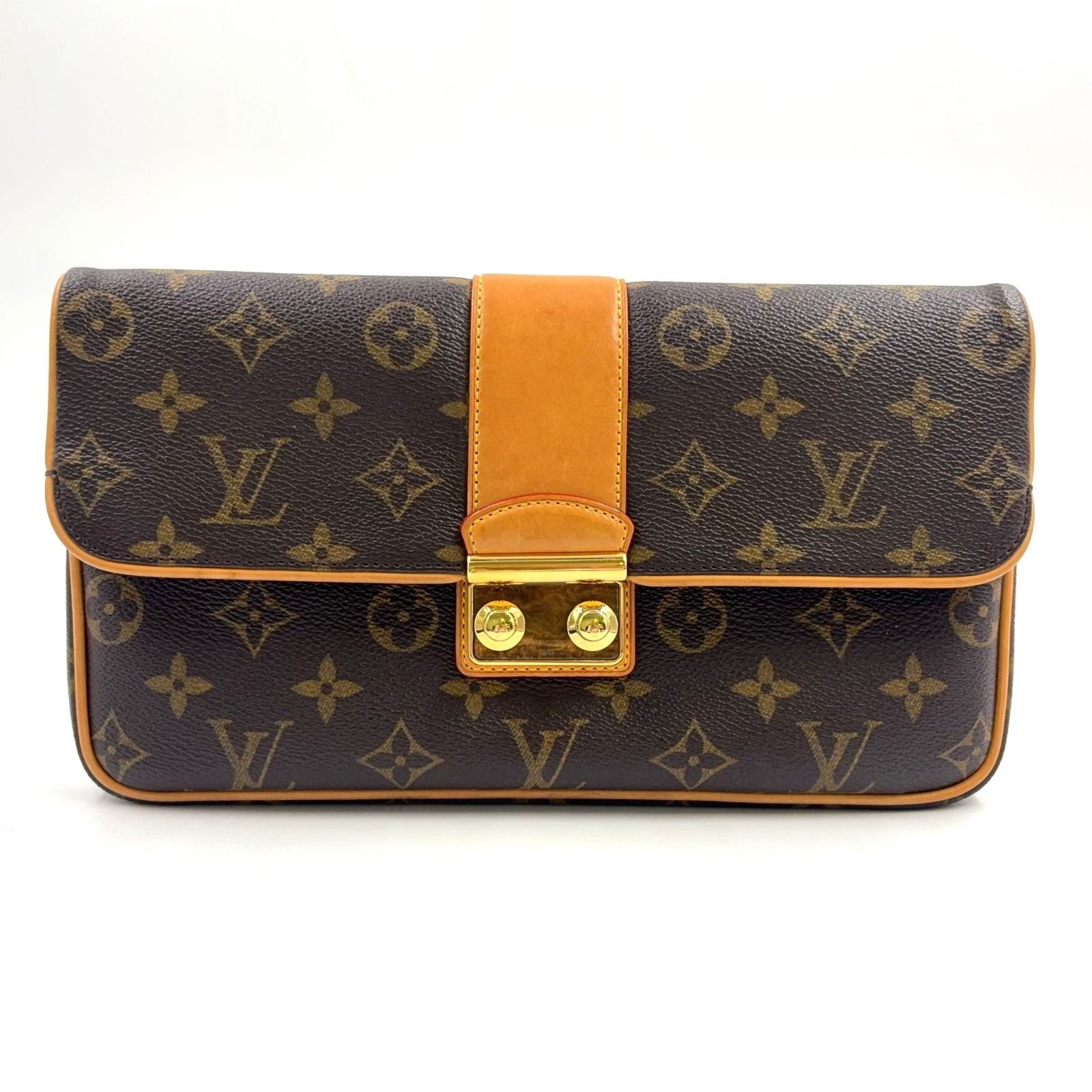 Louis Vuitton Sofia Coppola Slim Leather Brown Light Clutch Gold