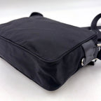 Prada Nylon Leather Black Shoulder Bag Silver — view 9