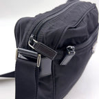 Prada Nylon Leather Black Shoulder Bag Silver — view 7