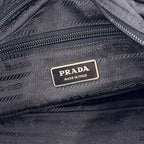 Prada Nylon Leather Black Shoulder Bag Silver — view 4