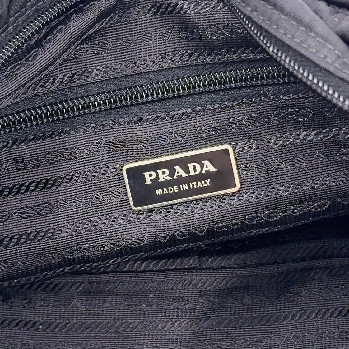 Prada Nylon Leather Black Shoulder Bag Silver — view 4