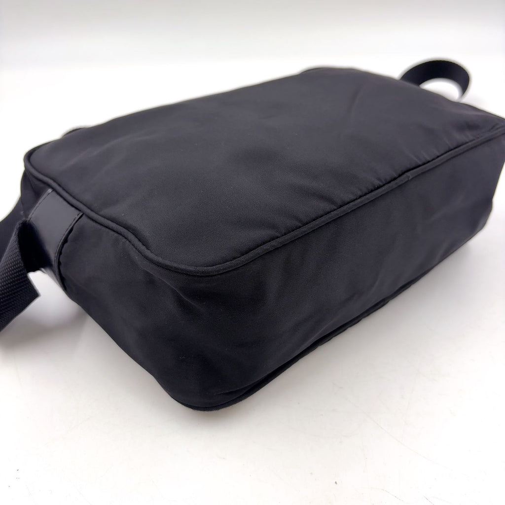 Prada Nylon Leather Black Shoulder Bag Silver — view 8