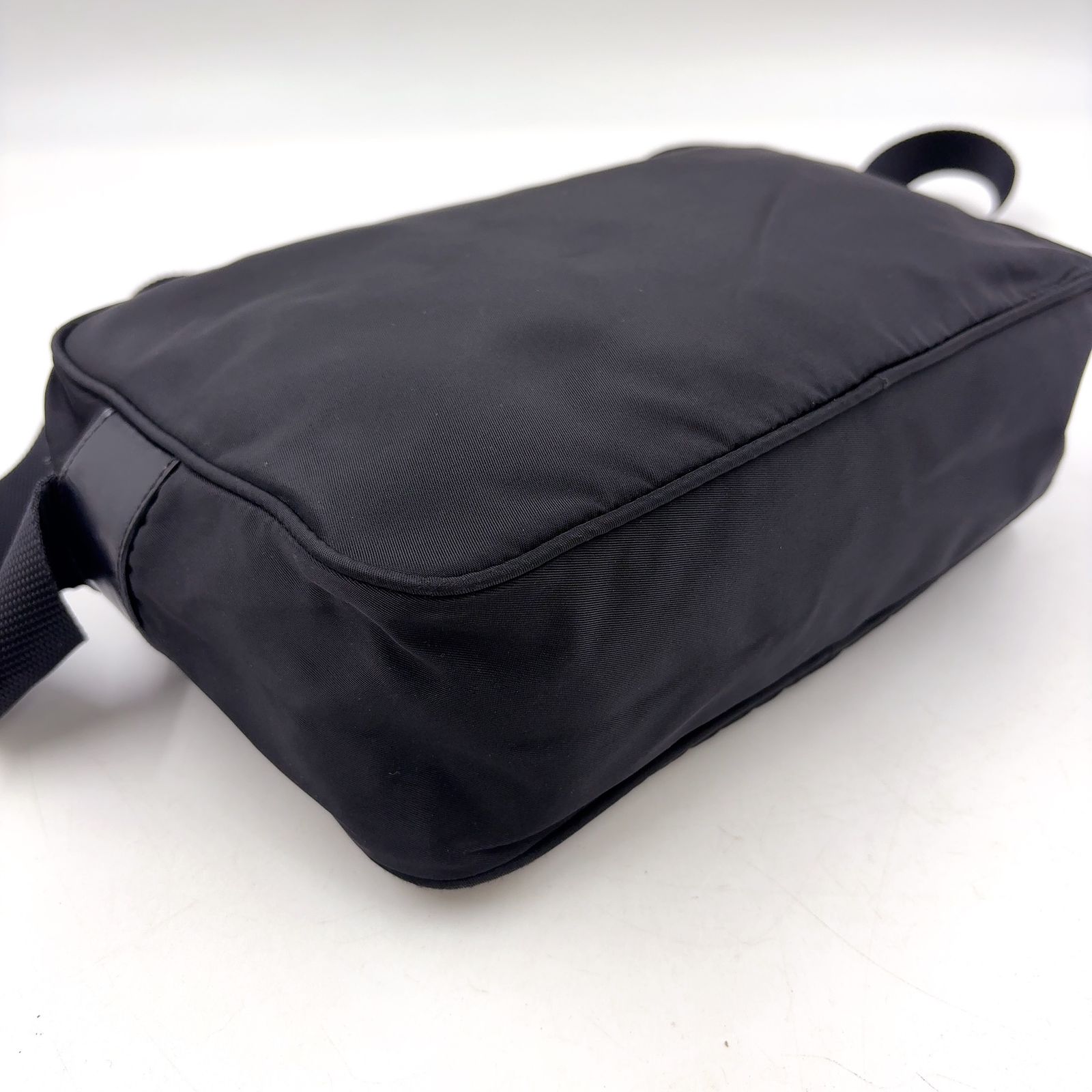 Prada Nylon Leather Black Shoulder Bag Silver — view 8