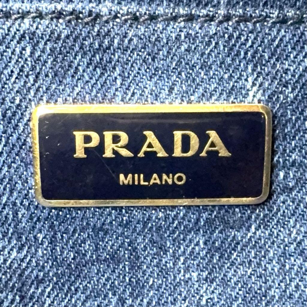 Prada Canapa Denim 2-Way Blue Tote Gold — view 3