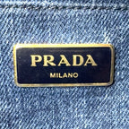 Prada Canapa Denim 2-Way Blue Tote Gold — view 3