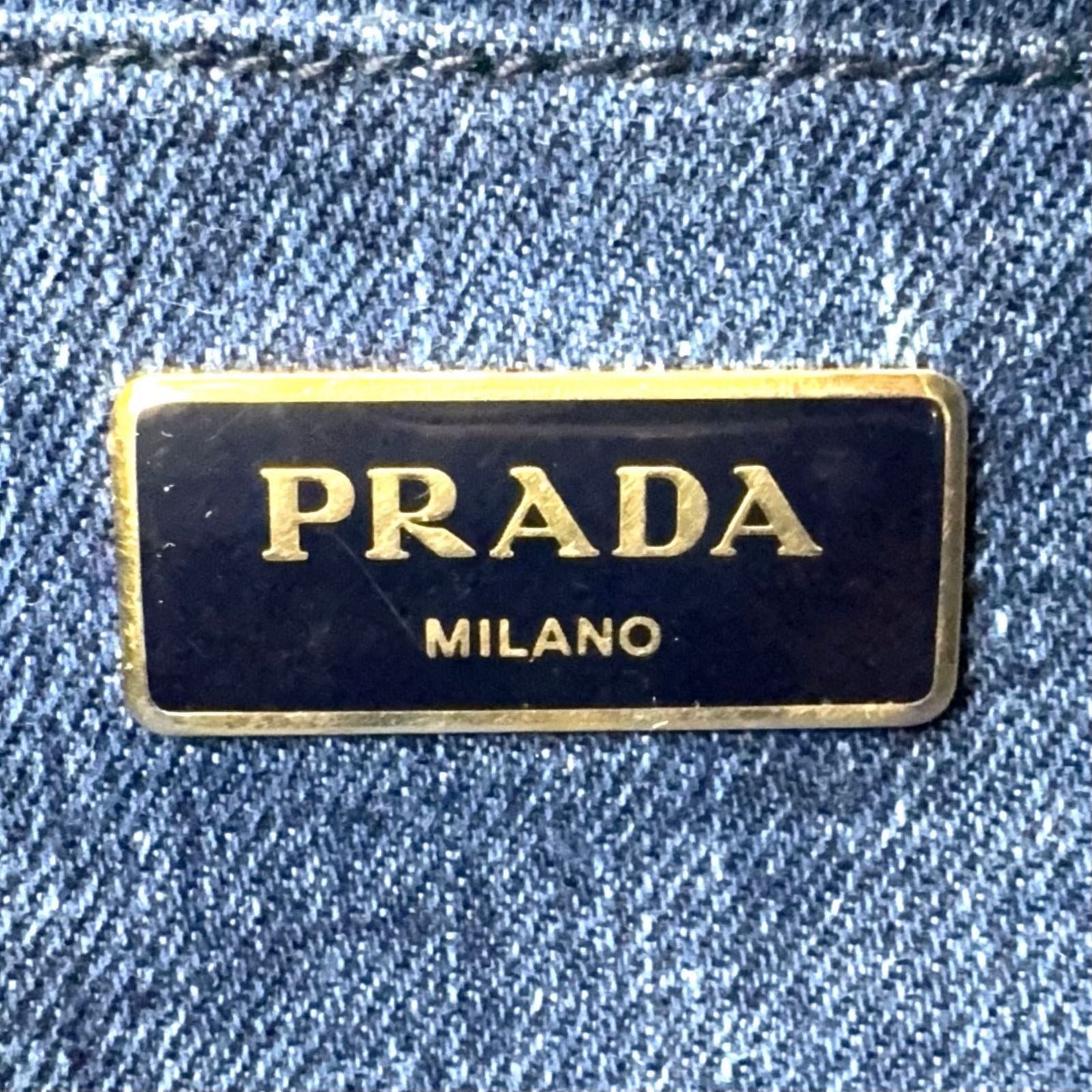 Prada Canapa Denim 2-Way Blue Tote Gold — view 3