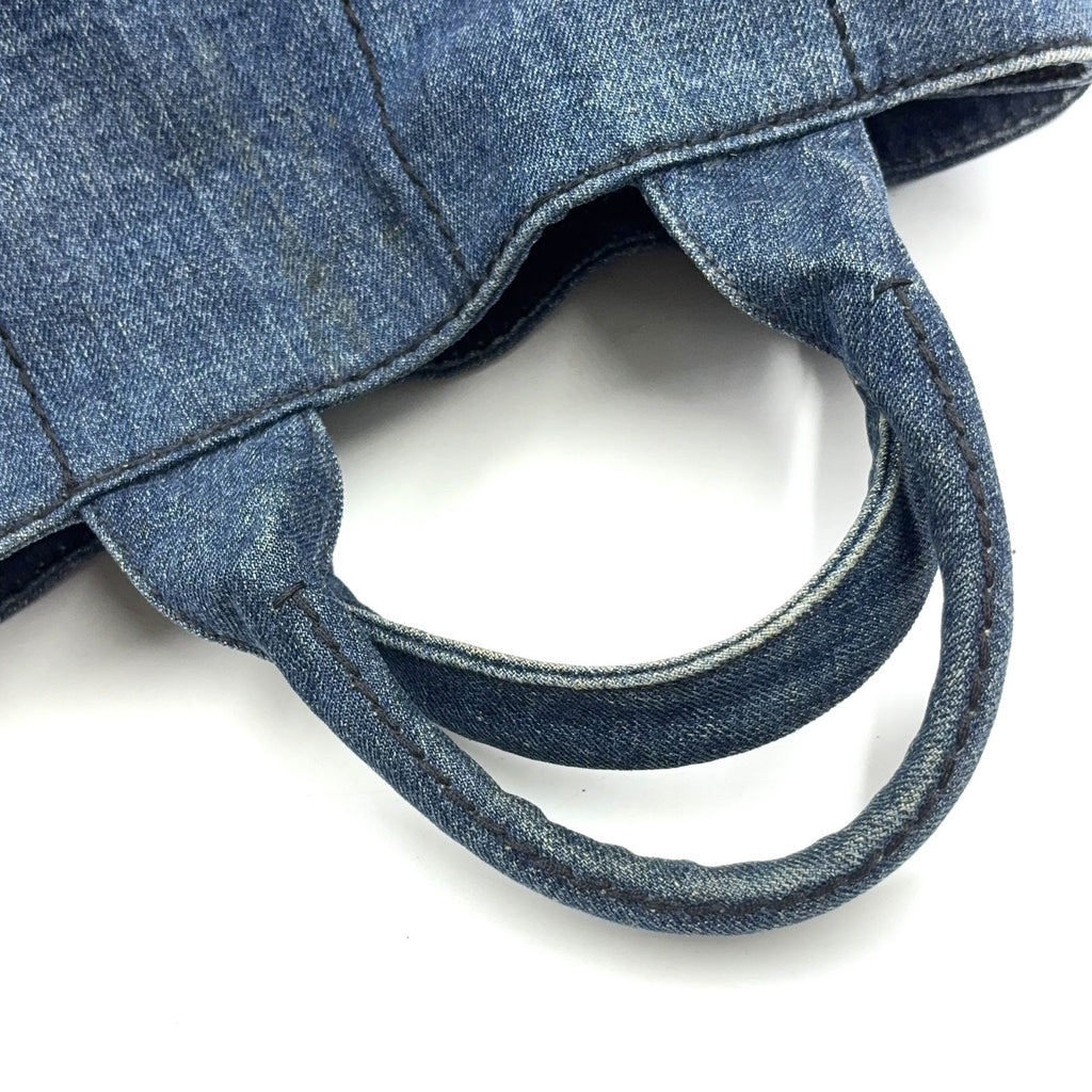 Prada Canapa Denim 2-Way Blue Tote Gold — view 9