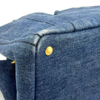 Prada Canapa Denim 2-Way Blue Tote Gold — view 5