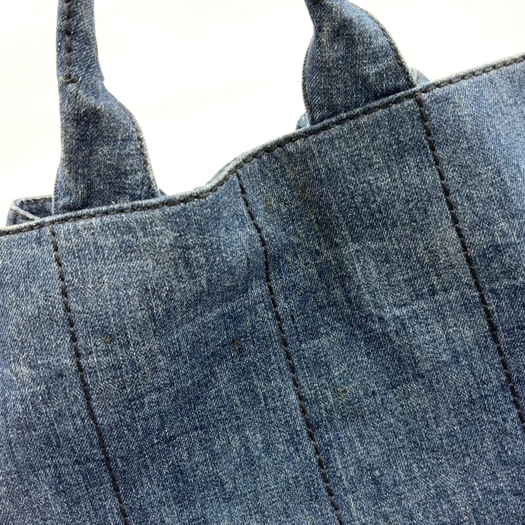 Prada Canapa Denim 2-Way Blue Tote Gold — view 8