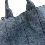 Prada Canapa Denim 2-Way Blue Tote Gold — view 8