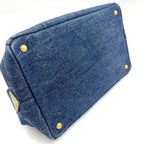 Prada Canapa Denim 2-Way Blue Tote Gold — view 4