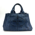 Prada Canapa Denim 2-Way Blue Tote Gold