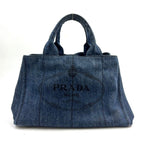 Prada Canapa Denim 2-Way Blue Tote Gold