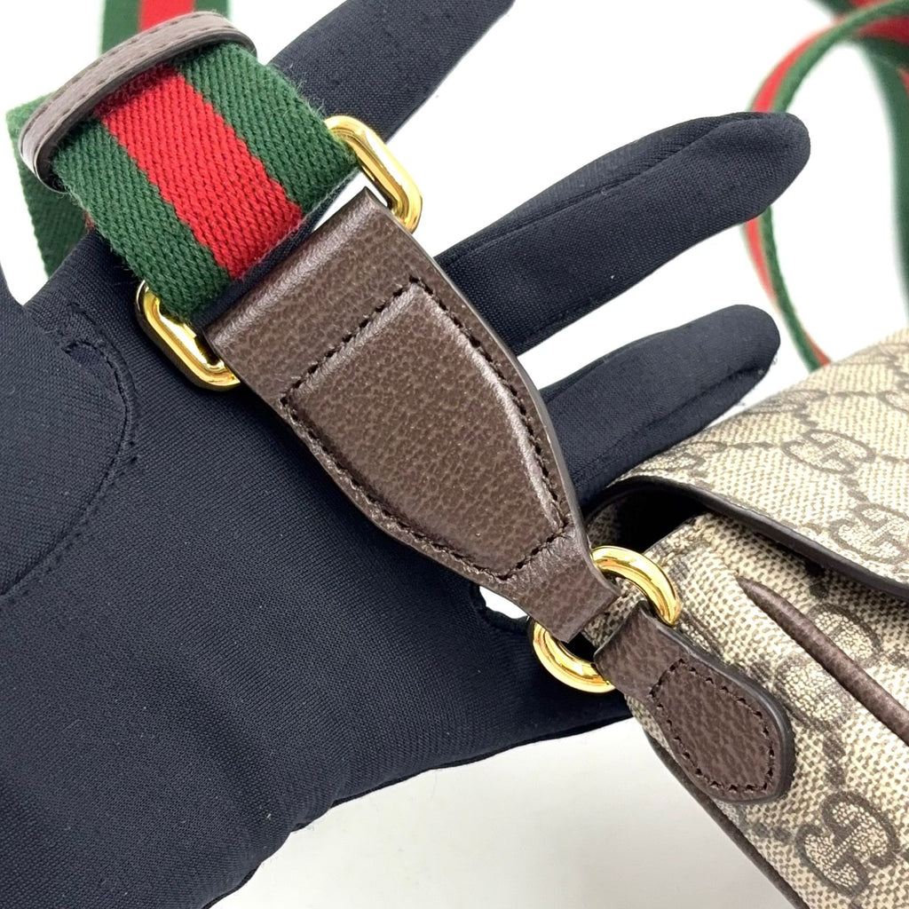 Gucci Ophidia GG Supreme Mini Leather Fabric Dark Brown Beige Multicolor — view 7