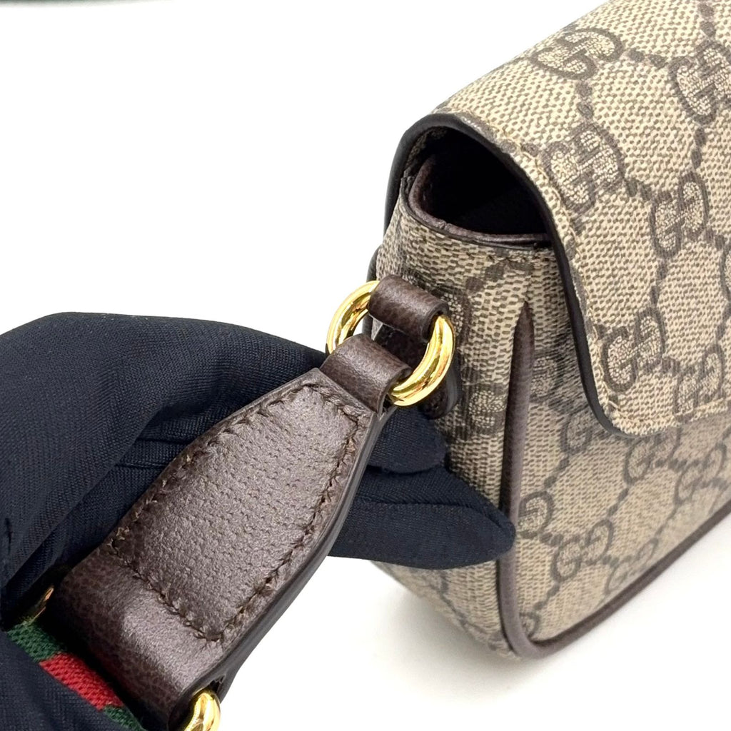 Gucci Ophidia GG Supreme Mini Leather Fabric Dark Brown Beige Multicolor — view 9