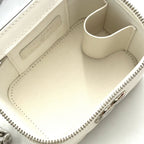Chanel Classic Small Vanity Caviar Leather White Chain Shoulder Bag Silver — view 3