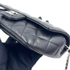 Chanel Quilted Eyewear Case Caviar Leather Black Chain Shoulder Bag Silver — view 7