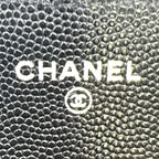 Chanel Quilted Eyewear Case Caviar Leather Black Chain Shoulder Bag Silver — view 4