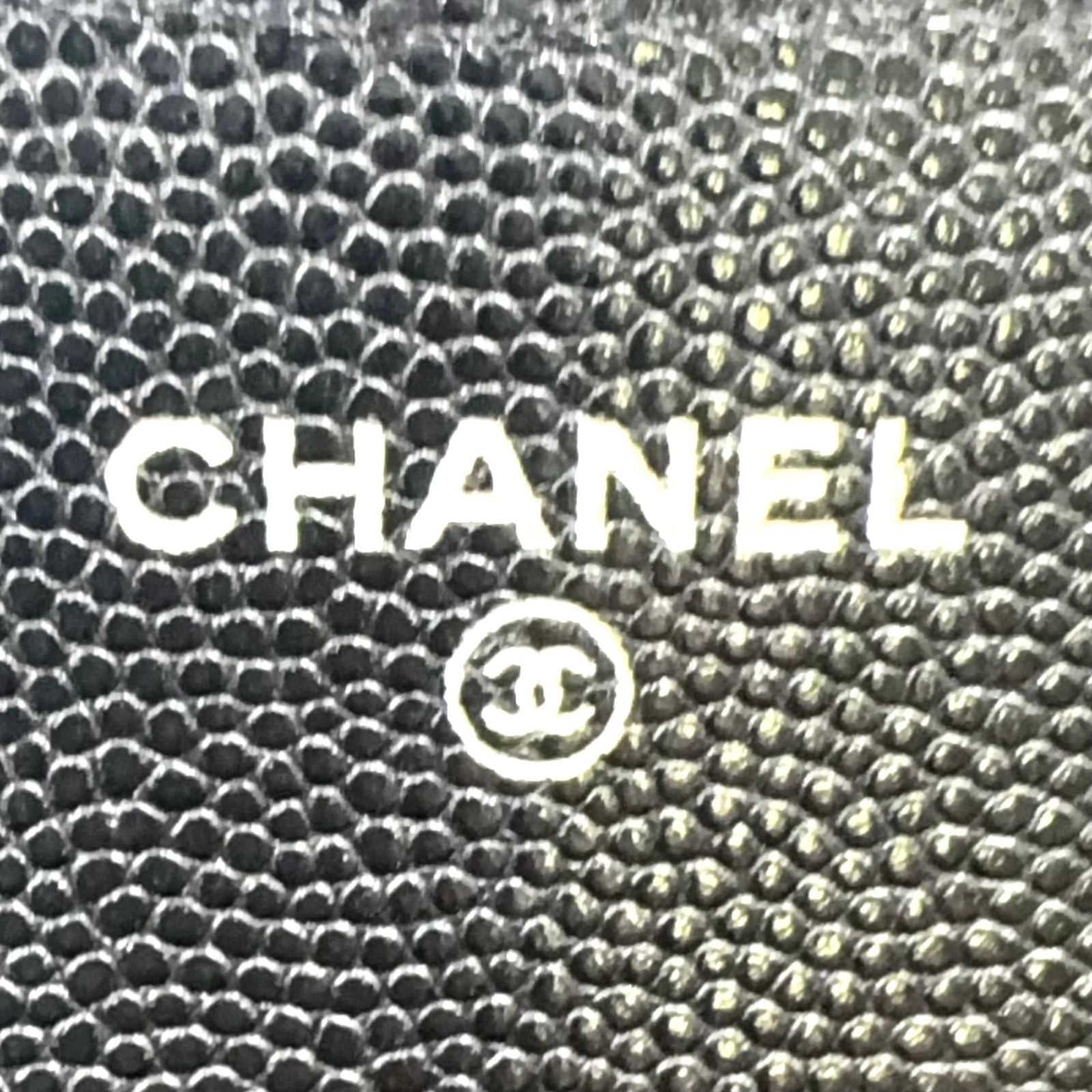 Chanel Quilted Eyewear Case Caviar Leather Black Chain Shoulder Bag Silver — view 4