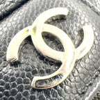 Chanel Quilted Eyewear Case Caviar Leather Black Chain Shoulder Bag Silver — view 5