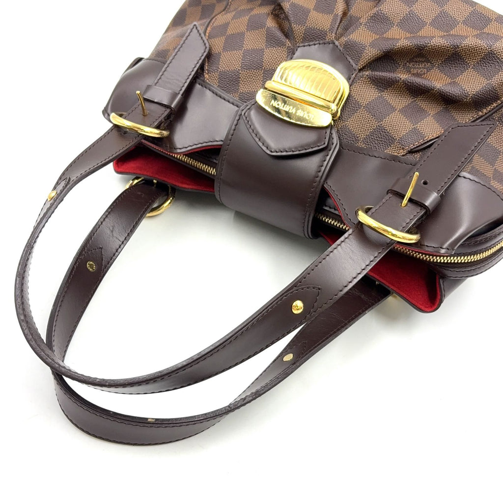 Louis Vuitton Sistine PM Damier Ebene Leather Brown Handbag Gold — view 7