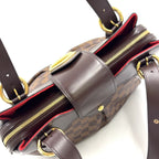 Louis Vuitton Sistine PM Damier Ebene Leather Brown Handbag Gold — view 9