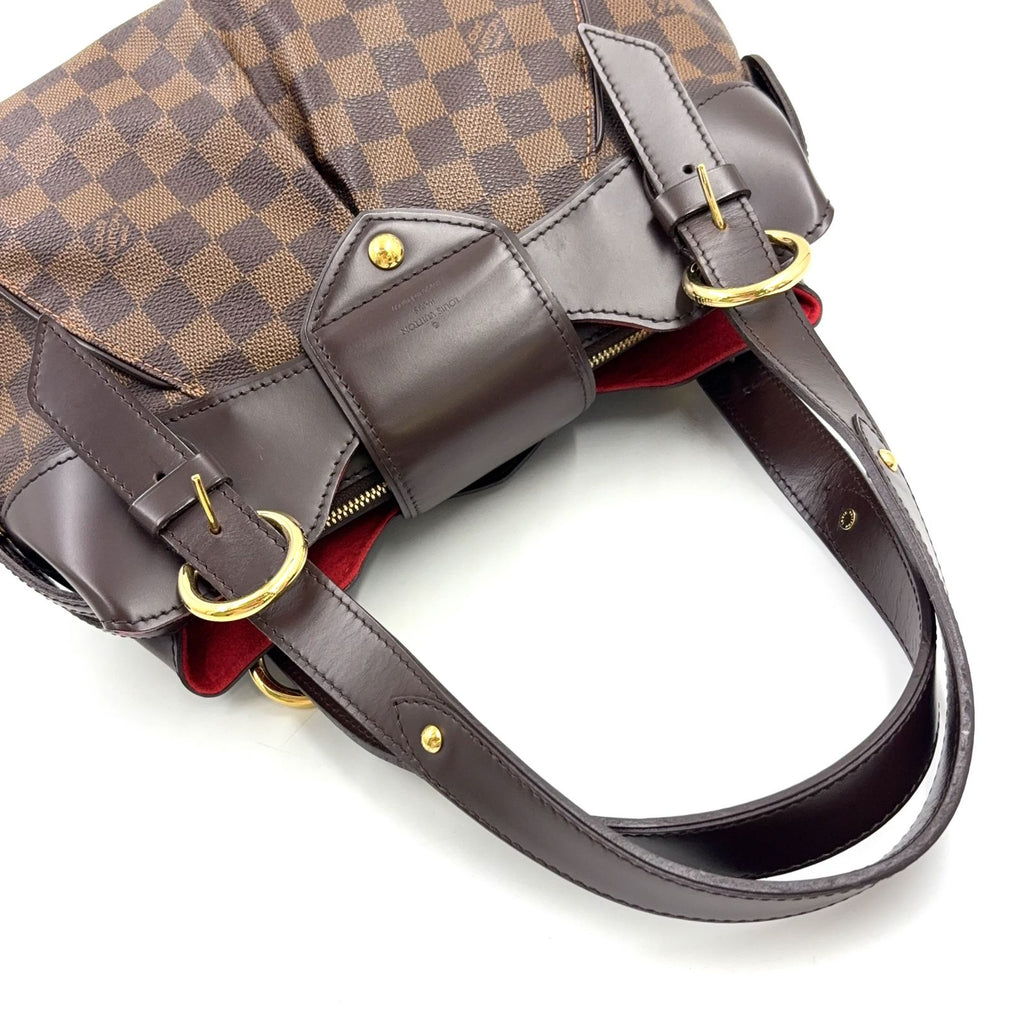 Louis Vuitton Sistine PM Damier Ebene Leather Brown Handbag Gold — view 8