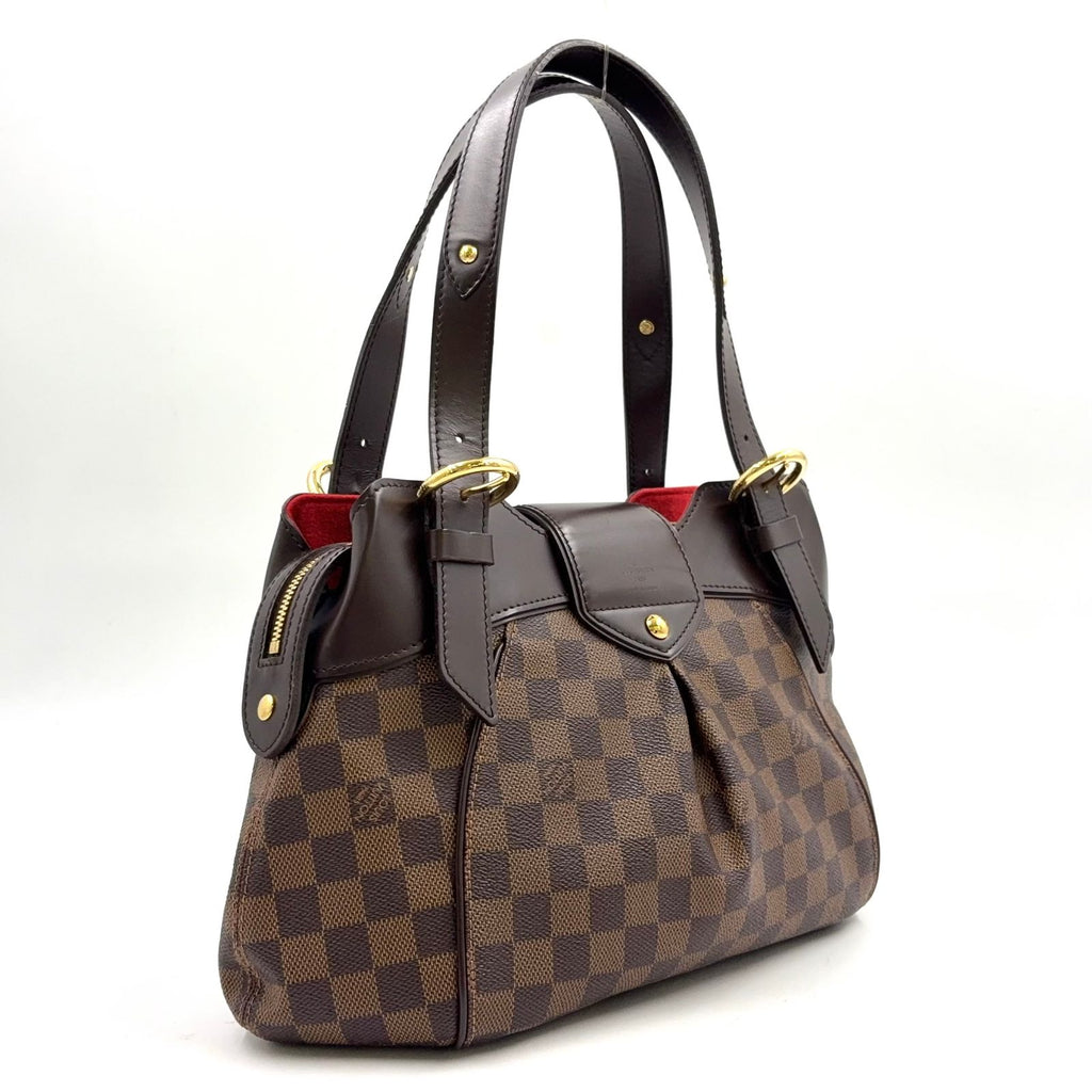 Louis Vuitton Sistine PM Damier Ebene Leather Brown Handbag Gold — view 2