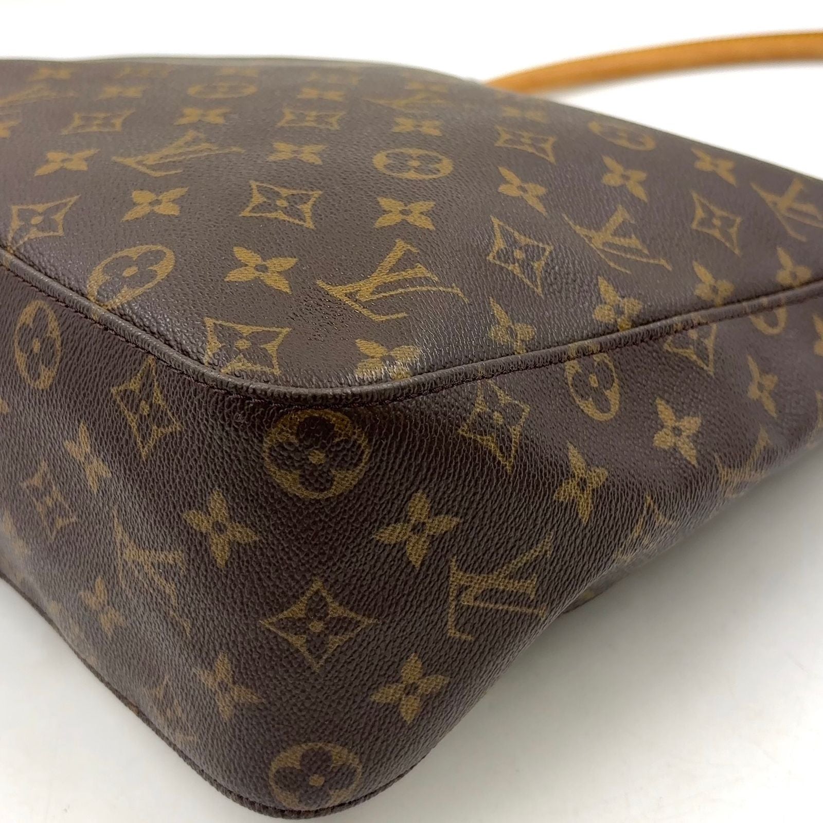 Louis Vuitton Looping GM Monogram Leather Brown Light Shoulder Bag Gold — view 8