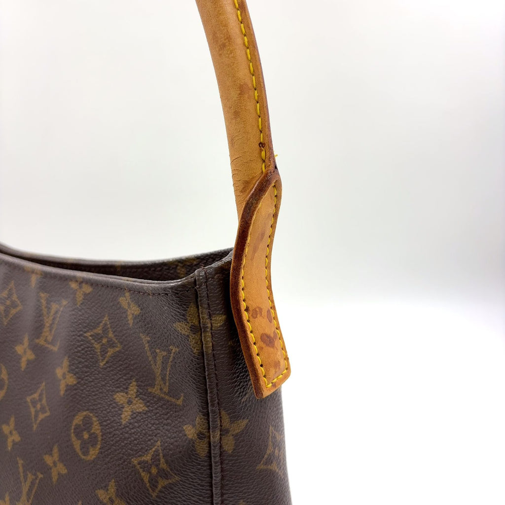 Louis Vuitton Looping GM Monogram Leather Brown Light Shoulder Bag Gold — view 7