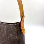Louis Vuitton Looping GM Monogram Leather Brown Light Shoulder Bag Gold — view 7