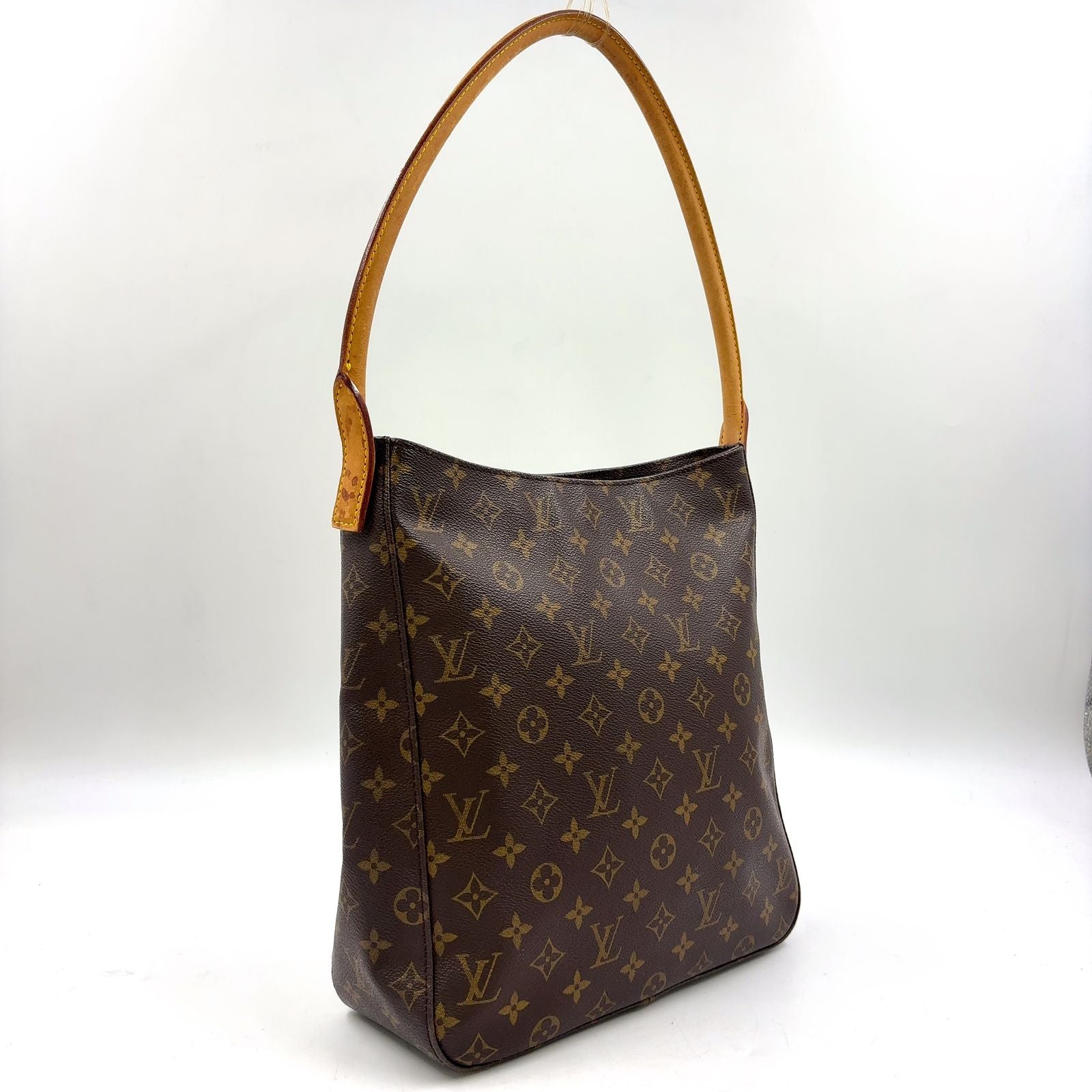 Louis Vuitton Looping GM Monogram Leather Brown Light Shoulder Bag Gold — view 2